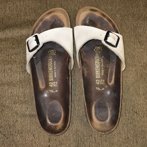 Birkenstock Madrid Birko Flor Single White Strap Sandals Size W11 M9